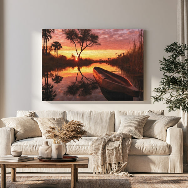 Okavango Delta Mokoro Sunset