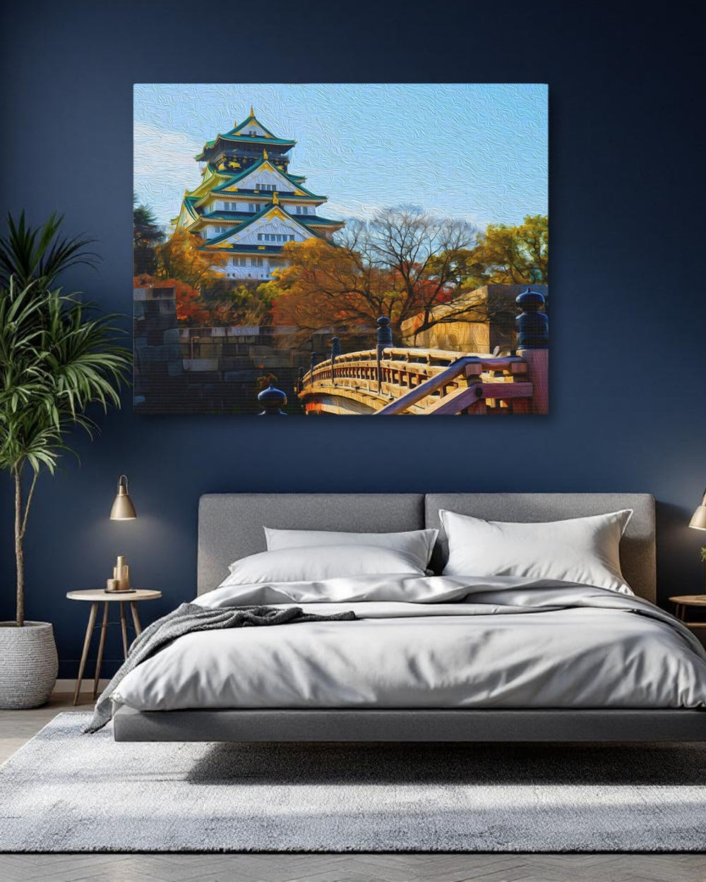 Osaka, Japan | Osaka Castle Autumn Bridge | Original Series Gallery Canvas detail