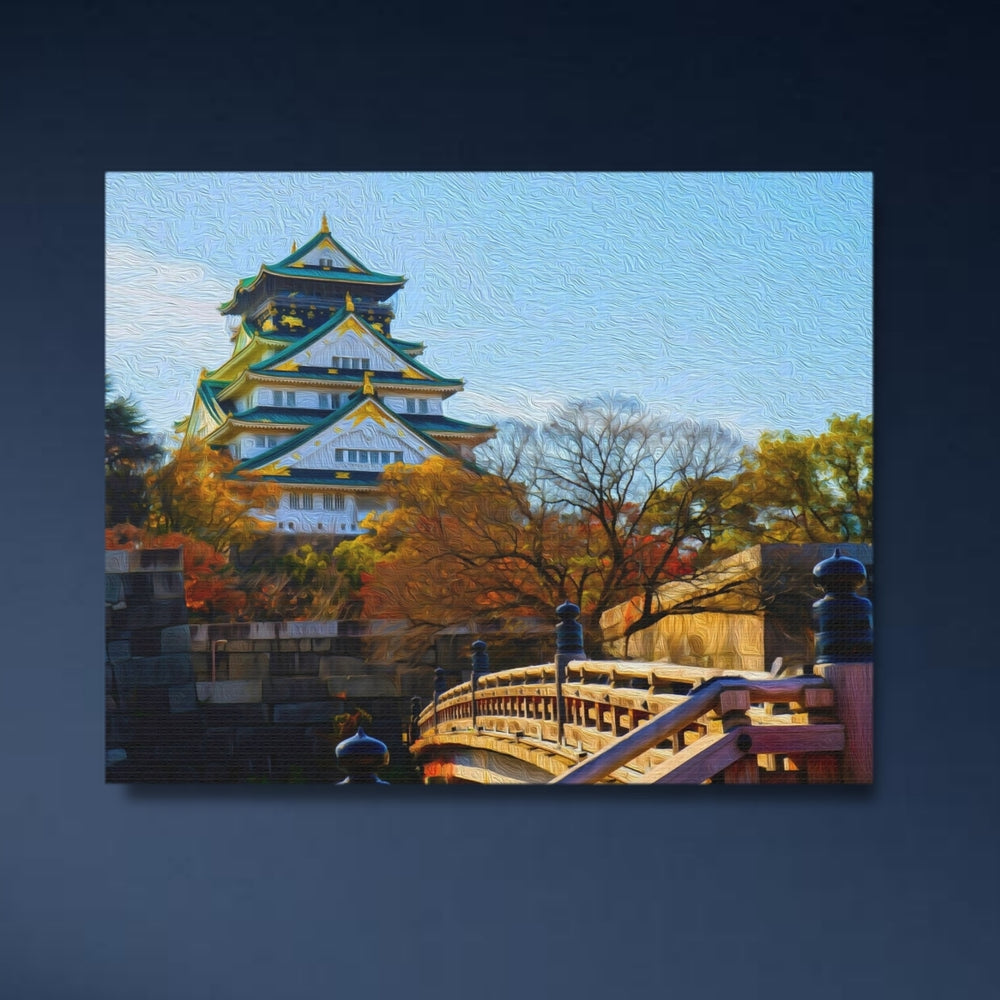 Osaka, Japan | Osaka Castle Autumn Bridge | Original Series Gallery Canvas detail