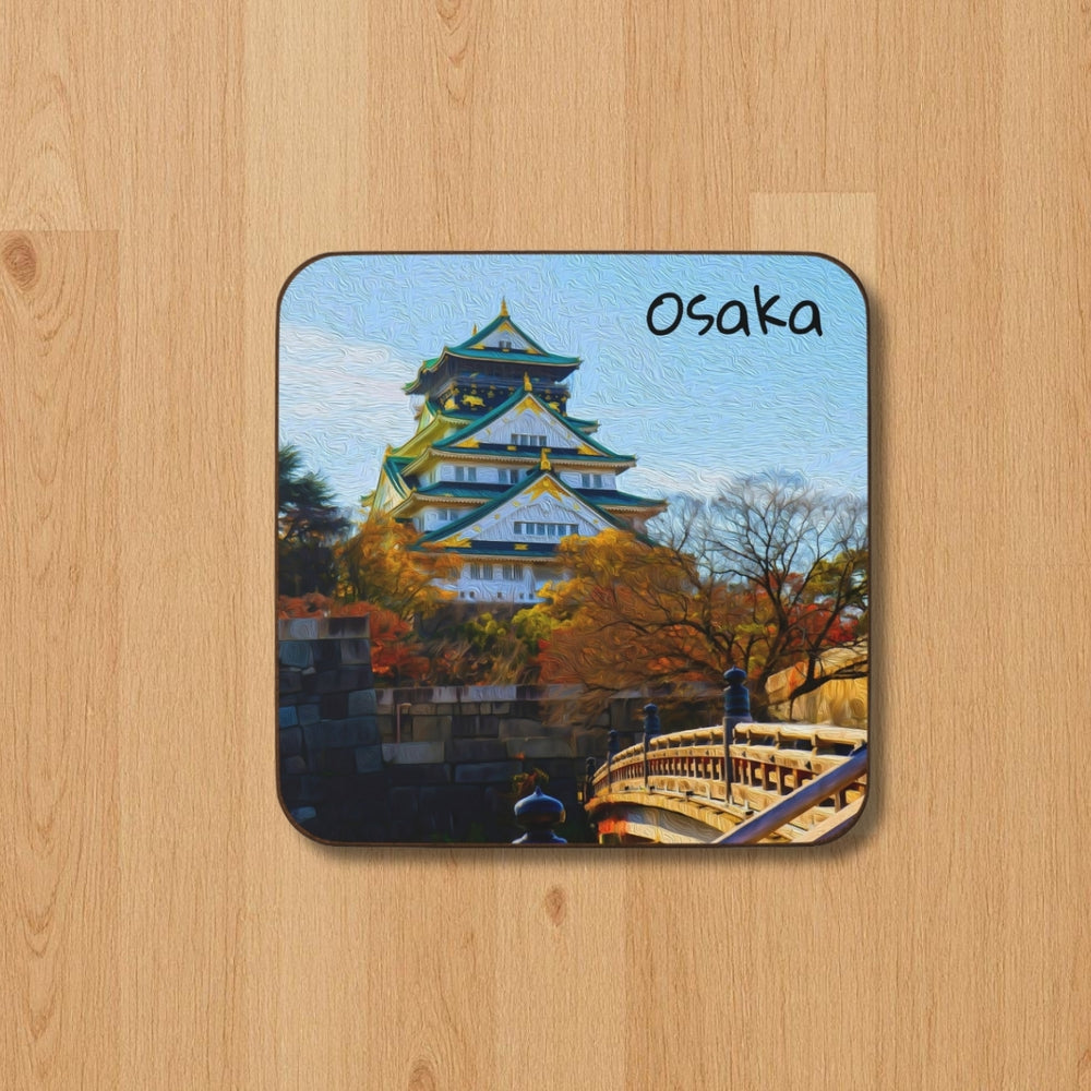 Osaka, Japan | Osaka Castle Autumn Bridge | Original Series Hardboard Coaster