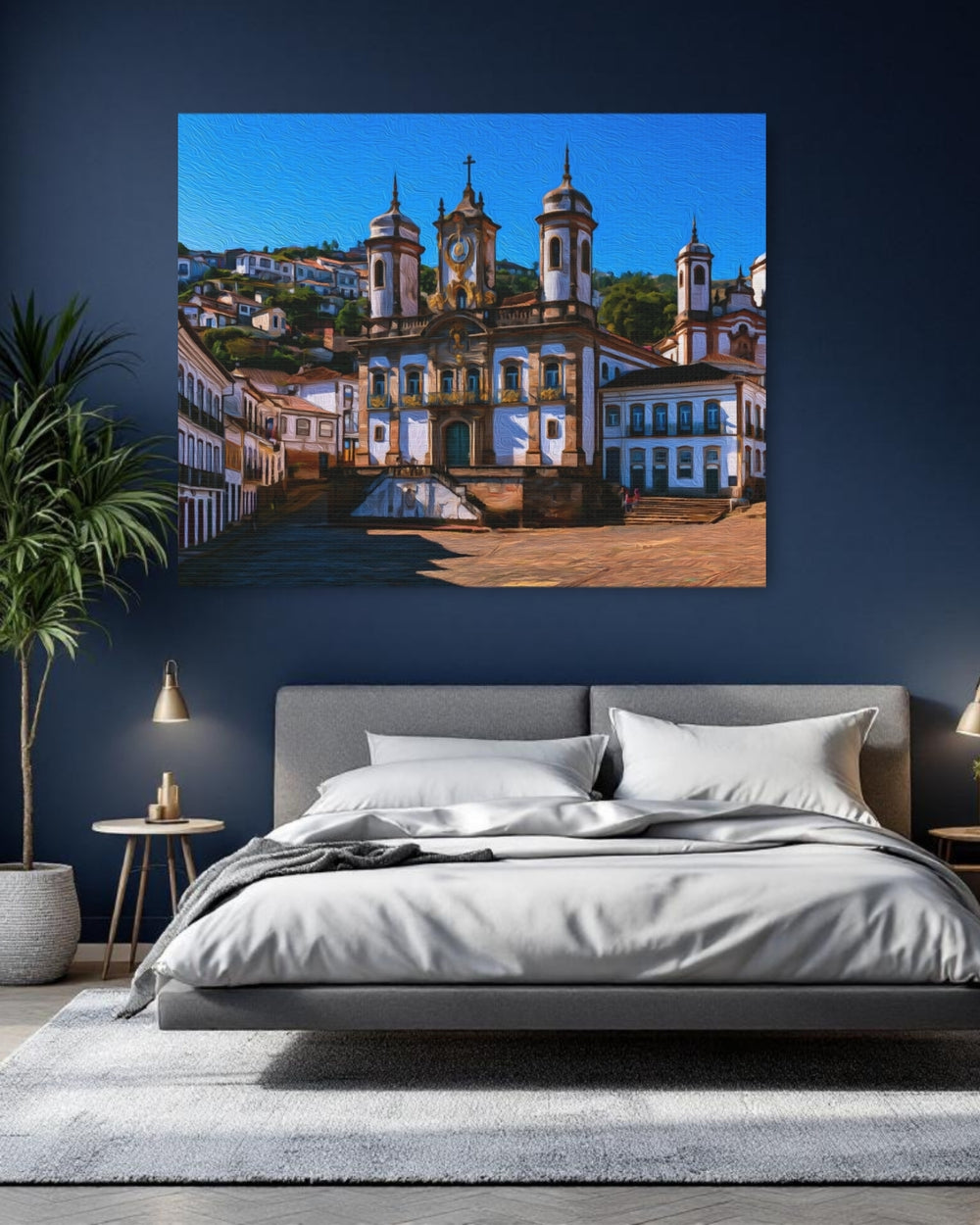 Ouro Preto, Brazil | Baroque Colonial Church Square | Original Series Gallery Canvas detail