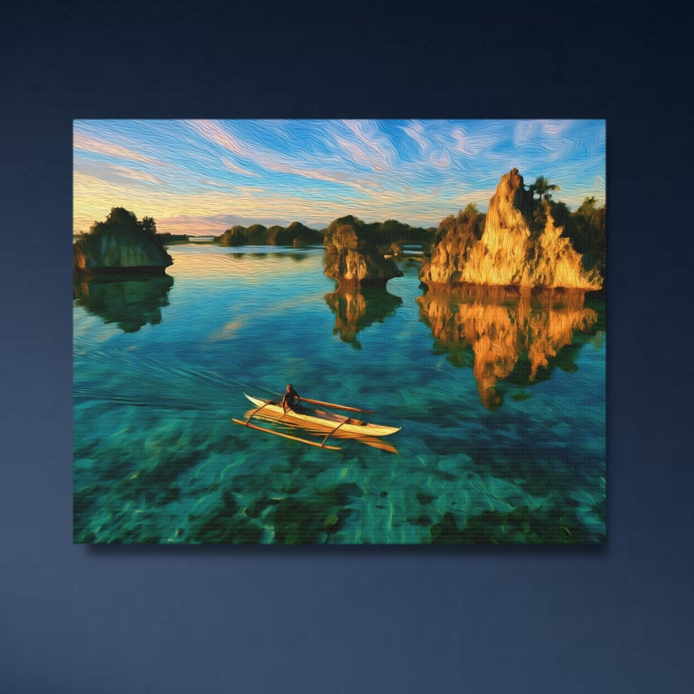 Palau, Palau | Crystal Lagoon Rock Islands | Original Series Gallery Canvas detail