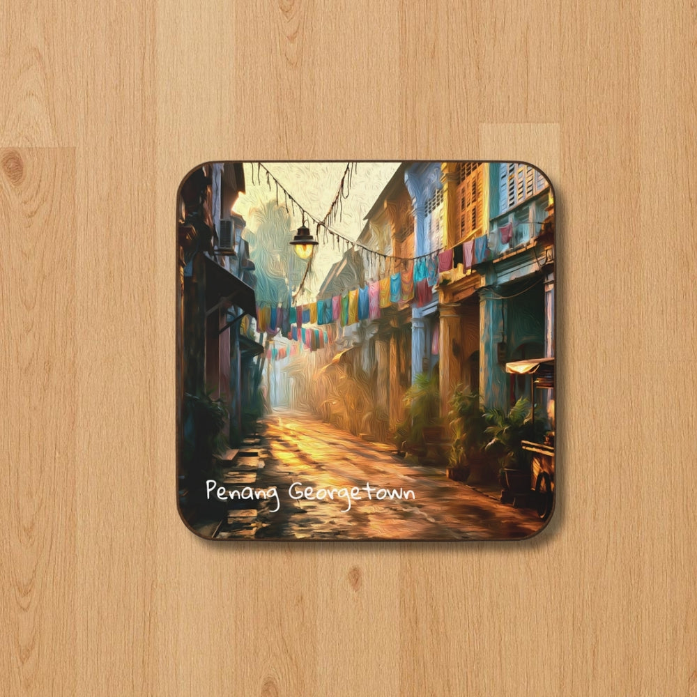 Penang Georgetown, Malaysia | Historic Georgetown Alley | Original Series Hardboard Coaster