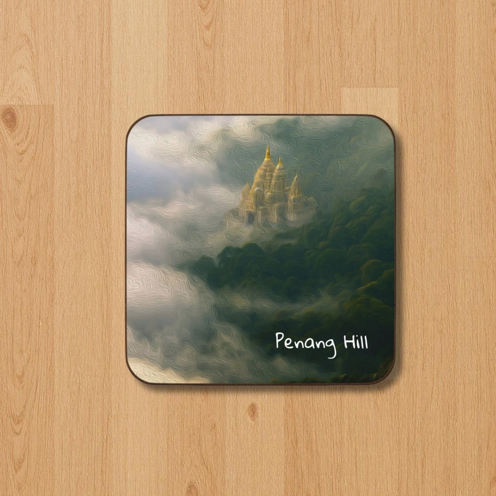 Penang Hill, Malaysia | Temple Above the Clouds | Original Series Hardboard Coaster