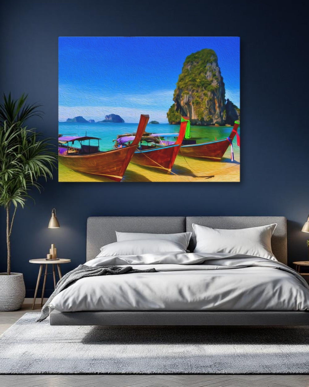 Phi Phi Islands, Thailand | Longtail Boats Tropical Shore | Original Series Gallery Canvas detail
