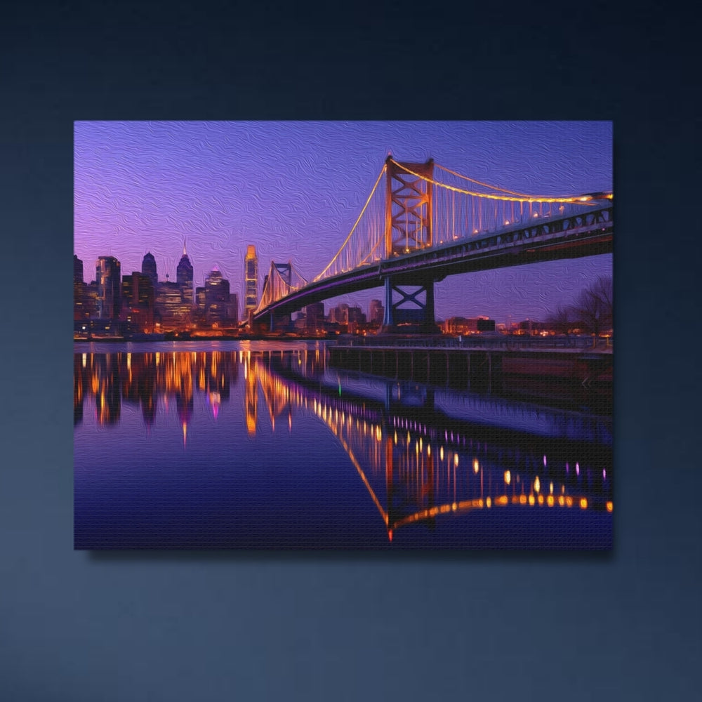 Philadelphia, Pennsylvania | Philadelphia Skyline at Dusk | Original Series Gallery Canvas detail
