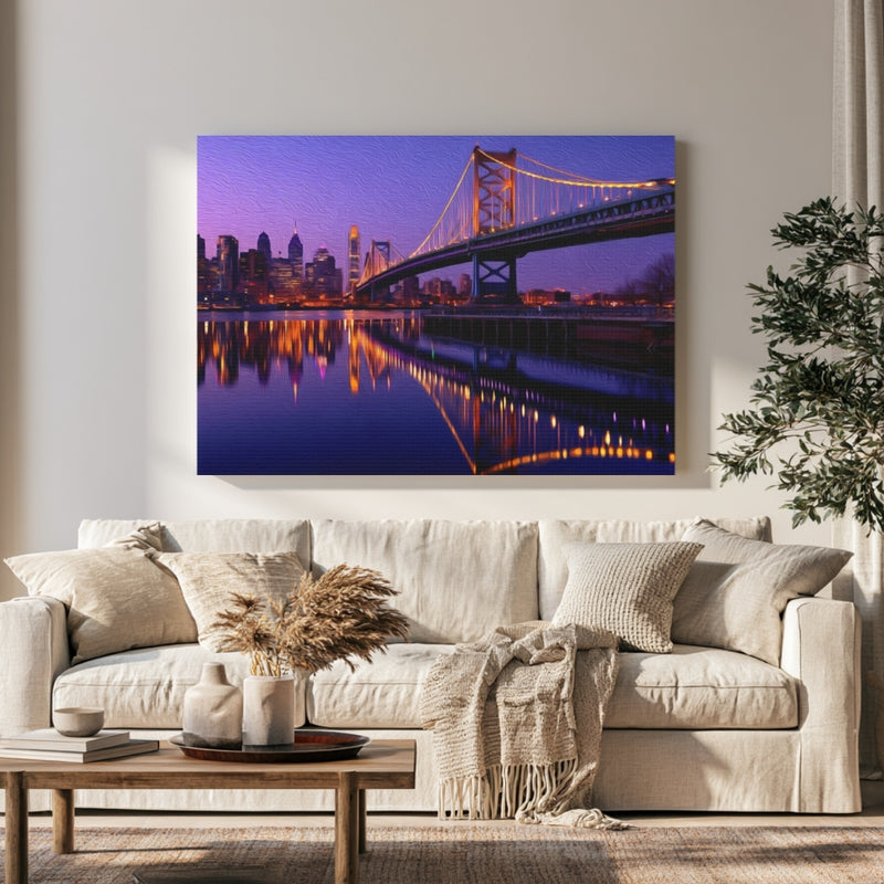Ben Franklin Bridge At Twilight — Philadelphia, Pennsylvania, view 1