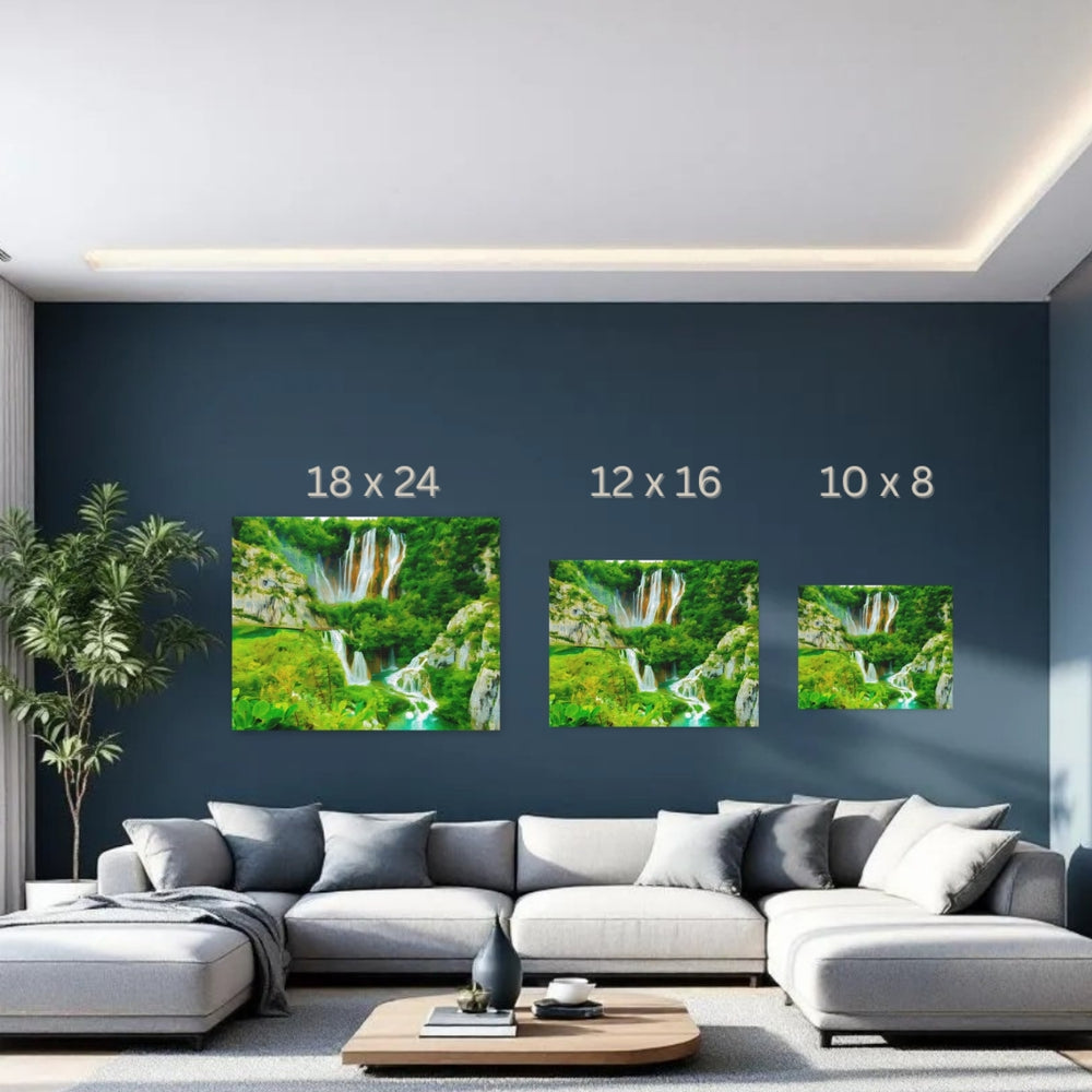 Plitvice Lakes, Croatia | Cascading Waterfalls Lush Canyon | Original Series Gallery Canvas detail