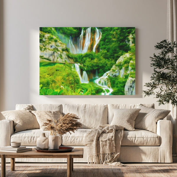 Plitvice Lakes, Croatia | Veliki Slap Waterfall Canyon | Original Series Gallery Canvas