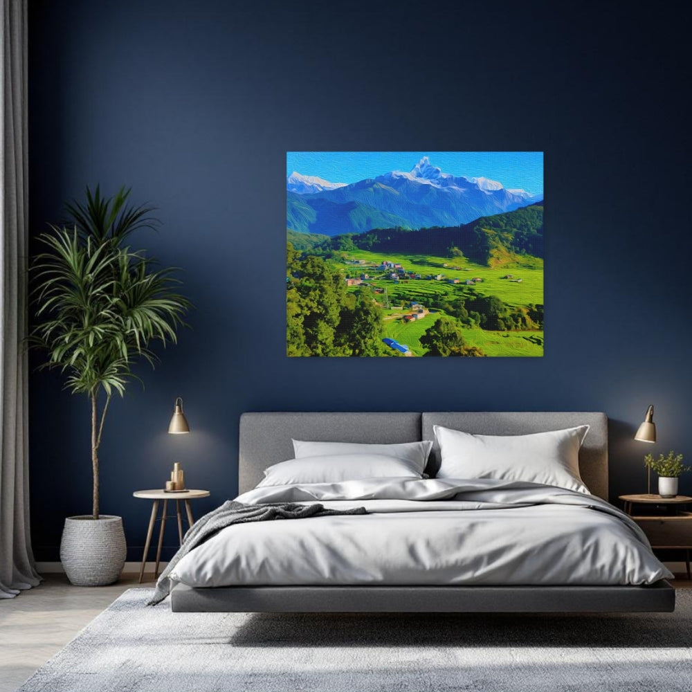 Pokhara, Nepal | Himalayan Valley Village Vista | Original Series Gallery Canvas detail