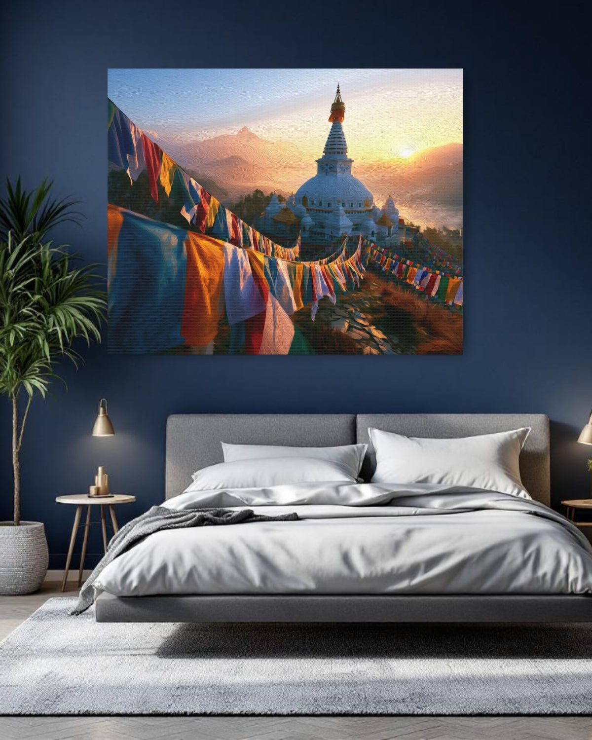 World Peace Pagoda Sunrise Prayer Flags — Pokhara, Nepal, study 1