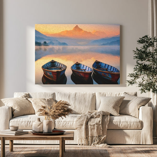 Pokhara, Nepal | Phewa Lake Machhapuchhre Sunrise | Original Series Gallery Canvas