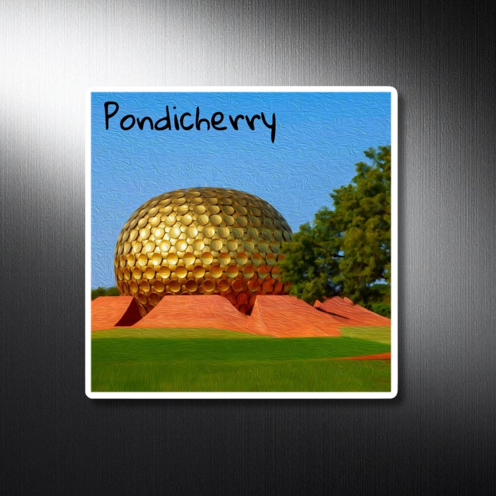 Pondicherry, India | Matrimandir Golden Sphere Auroville | Original Series Decorative Magnet