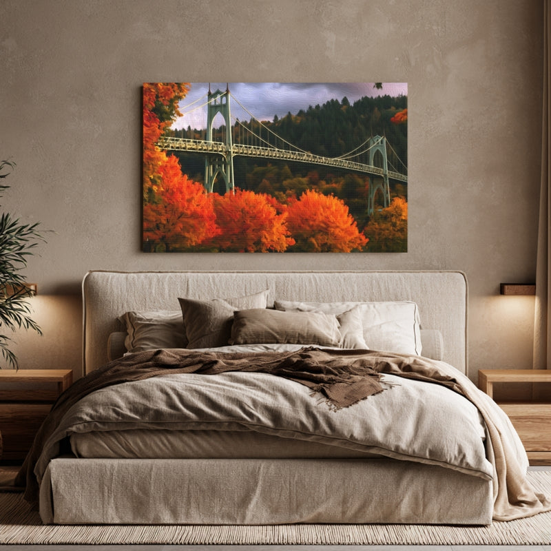 Portland, Oregon | St. Johns Bridge Autumn | Original Series Gallery Canvas
