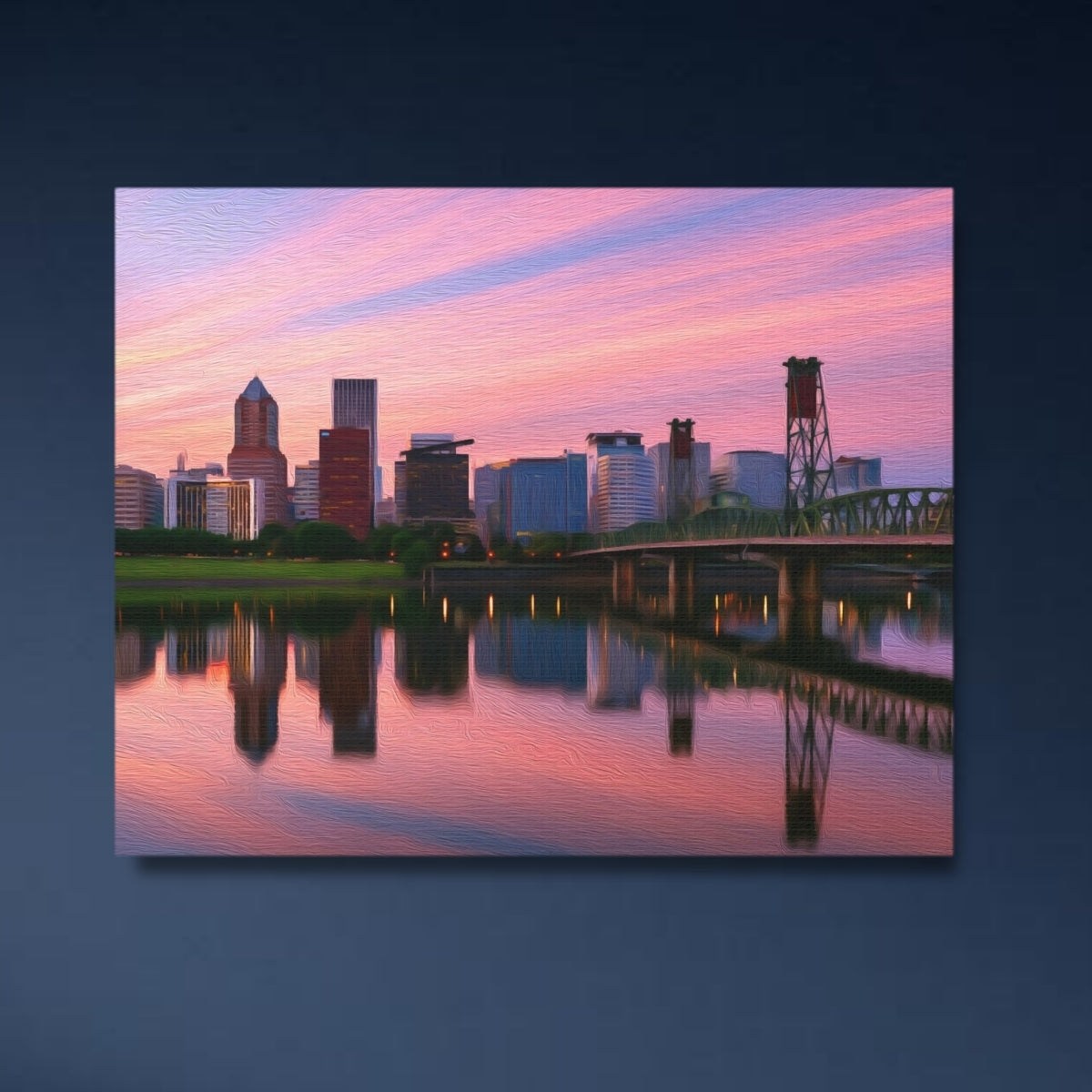 Portland Riverfront Skyline Sunset — Portland, Oregon, close-up detail