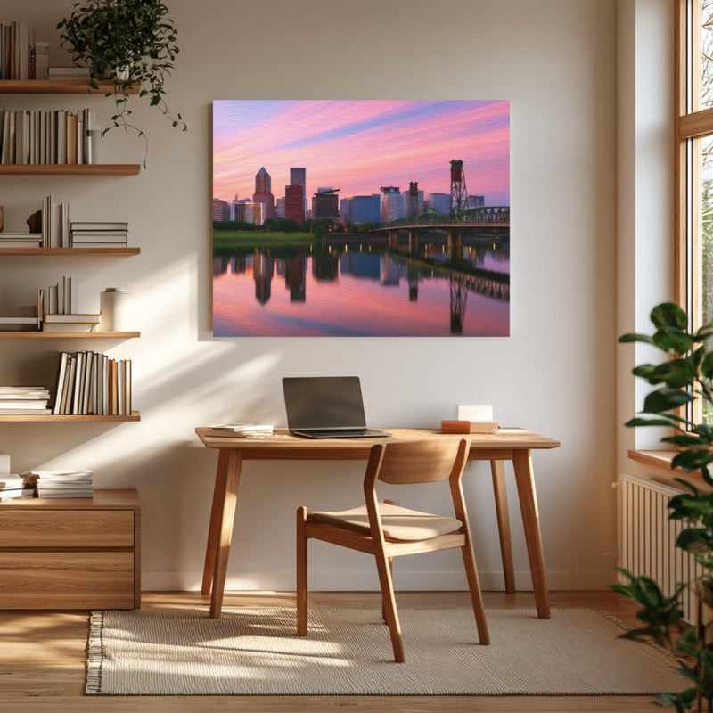 Portland Riverfront Skyline Sunset — Portland, Oregon, view 4