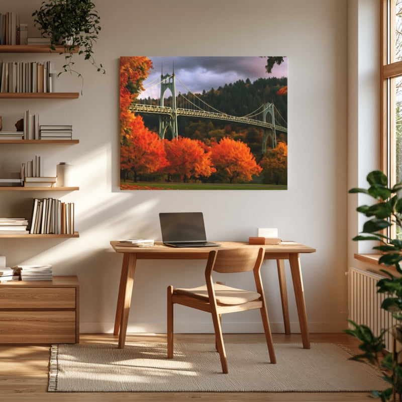 Portland, Oregon | St. Johns Bridge Autumn | Original Series Gallery Canvas