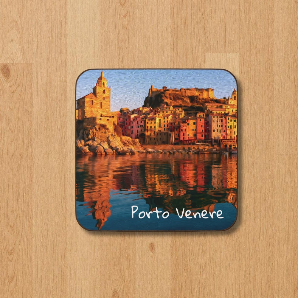Porto Venere, Italy | Coastal Village Harbor Reflection | Original Series Hardboard Coaster