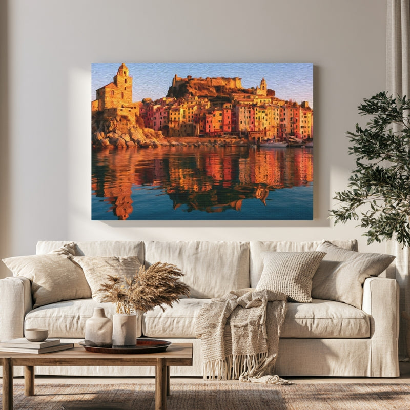 Doria Castle & San Pietro Harbor Reflection — Porto Venere, Italy, view 1