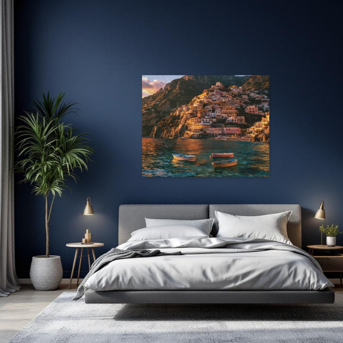 Positano, Italy | Positano Cliffside Village Waterfront | Original Series Gallery Canvas detail