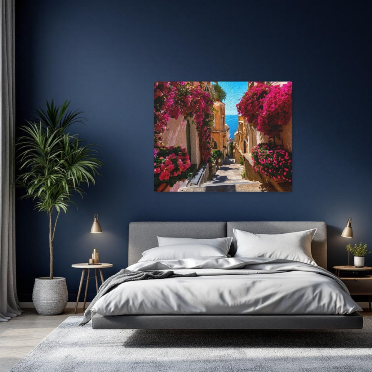 Positano, Italy | Positano Bougainvillea Stairway Alley | Original Series Gallery Canvas detail