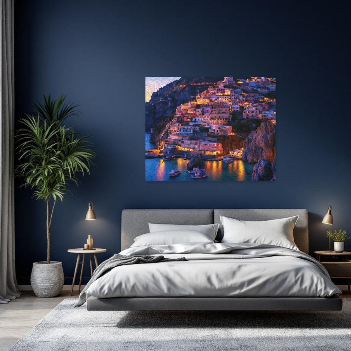 Positano, Italy | Positano Cliffside Village Lights | Original Series Gallery Canvas detail