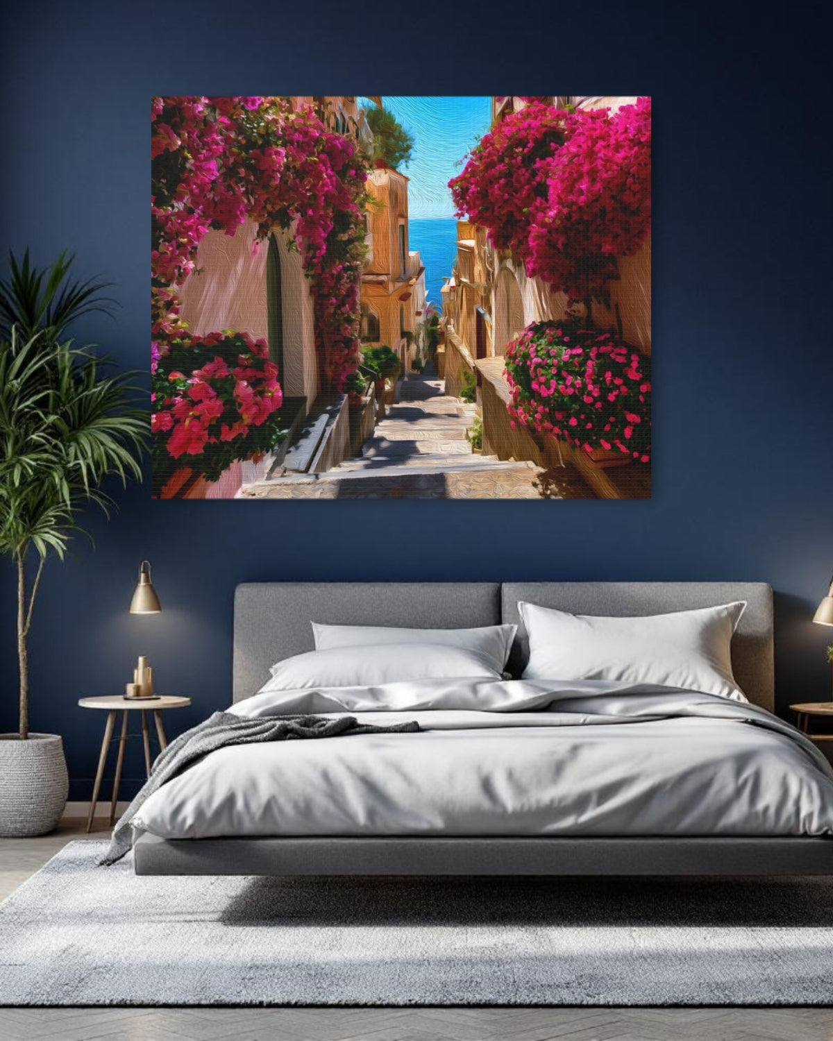 Positano, Italy | Positano Bougainvillea Stairway Alley | Original Series Gallery Canvas detail