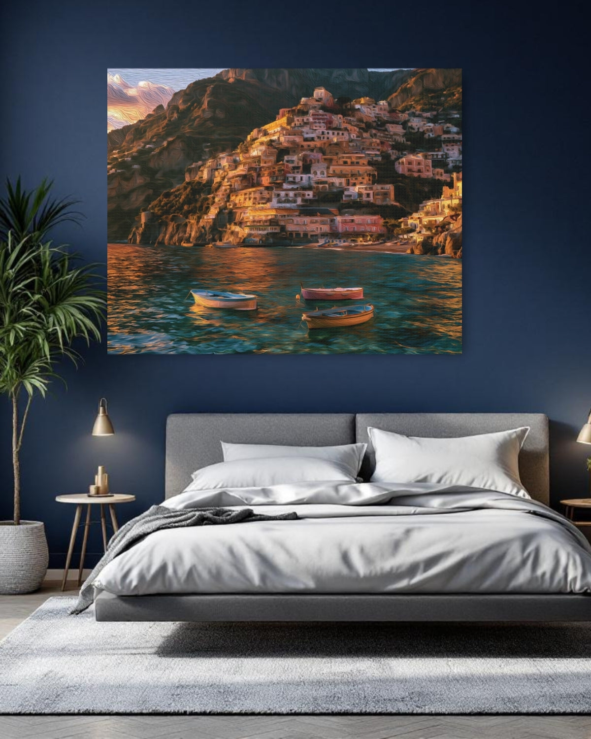 Positano, Italy | Positano Cliffside Village Waterfront | Original Series Gallery Canvas detail