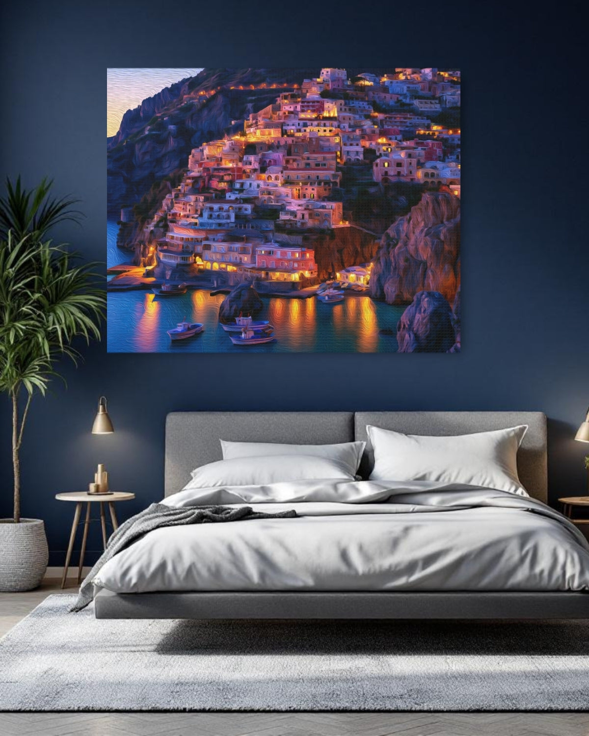 Positano, Italy | Positano Cliffside Village Lights | Original Series Gallery Canvas detail