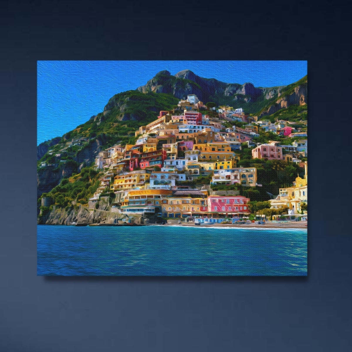 Positano, Italy | Positano Cliffside Village Panorama | Original Series Gallery Canvas close-up detail