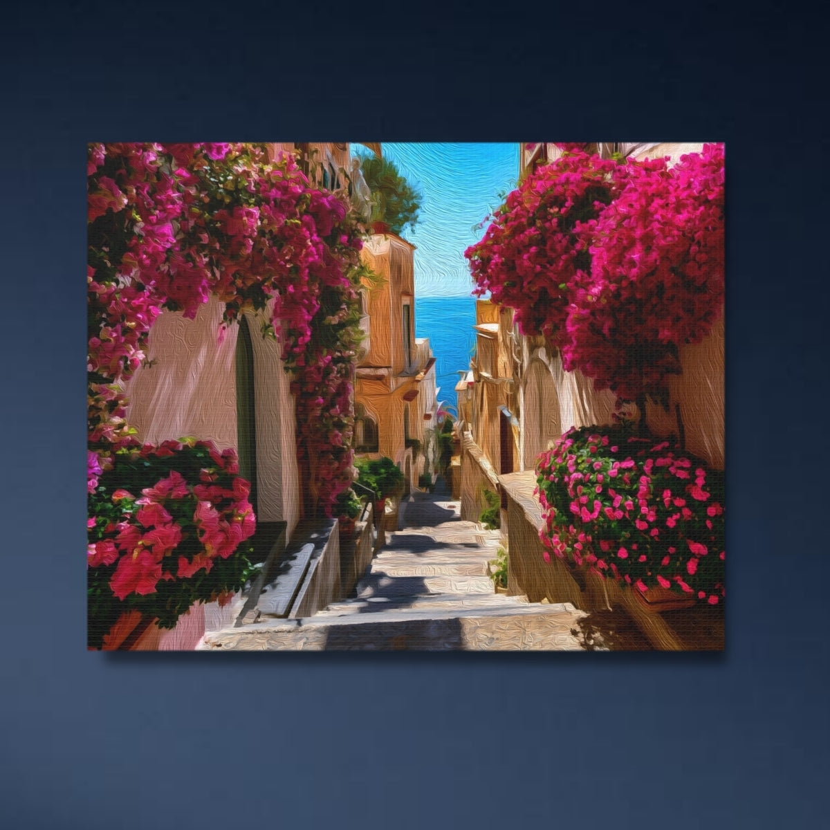 Positano, Italy | Positano Bougainvillea Stairway Alley | Original Series Gallery Canvas close-up detail