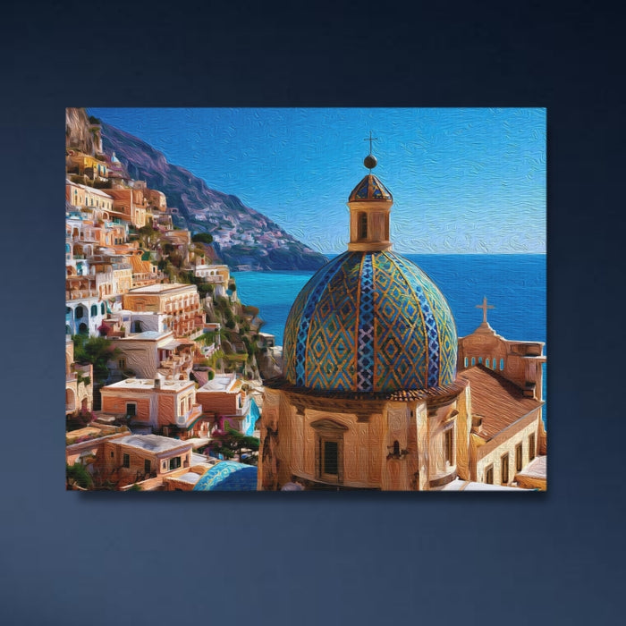 Positano, Italy | Church of Santa Maria Assunta Dome | Original Series Gallery Canvas