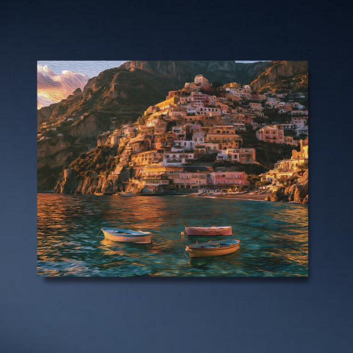 Positano, Italy | Positano Cliffside Village Waterfront | Original Series Gallery Canvas