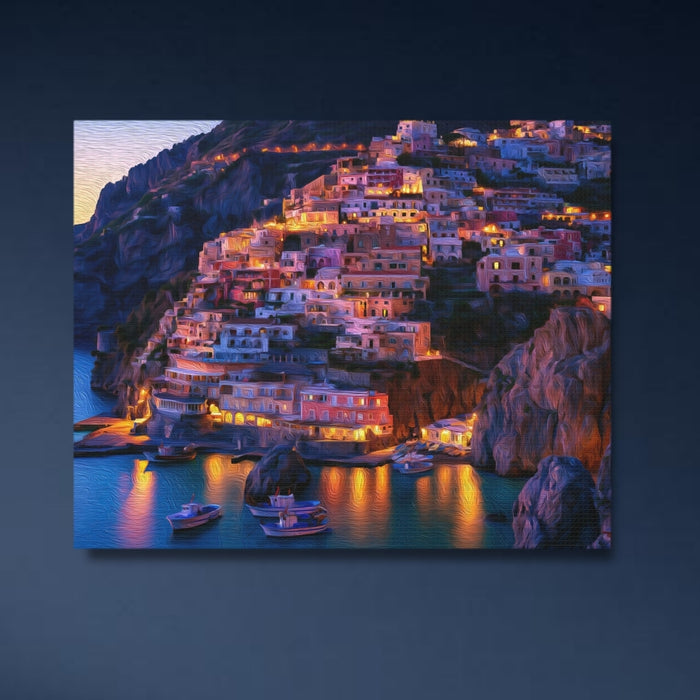 Positano, Italy | Positano Cliffside Village Lights | Original Series Gallery Canvas