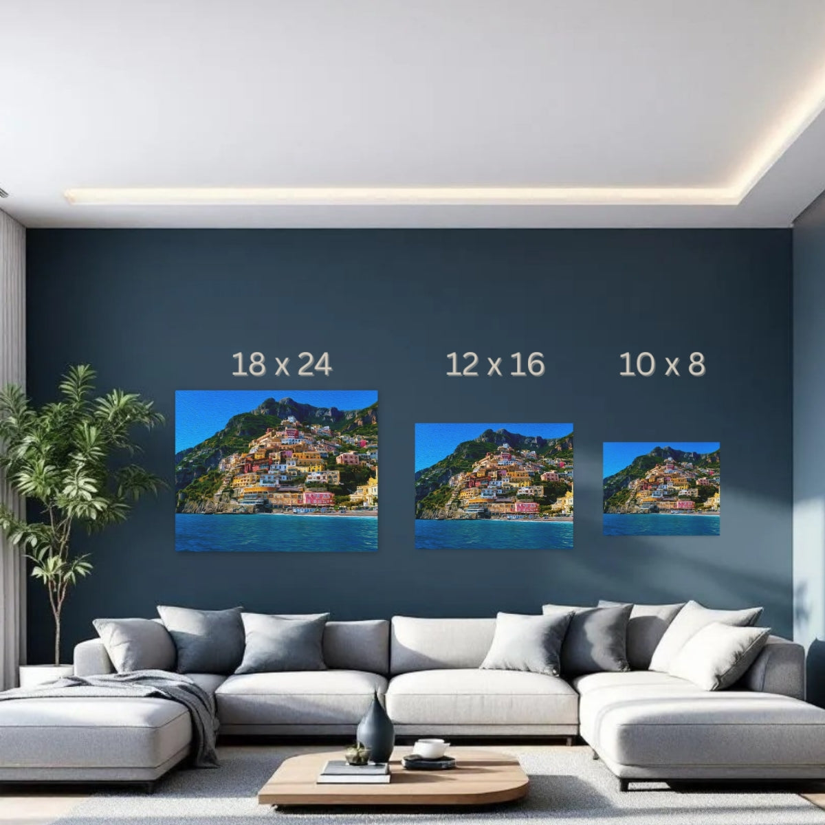 Positano, Italy | Positano Cliffside Village Panorama | Original Series Gallery Canvas detail