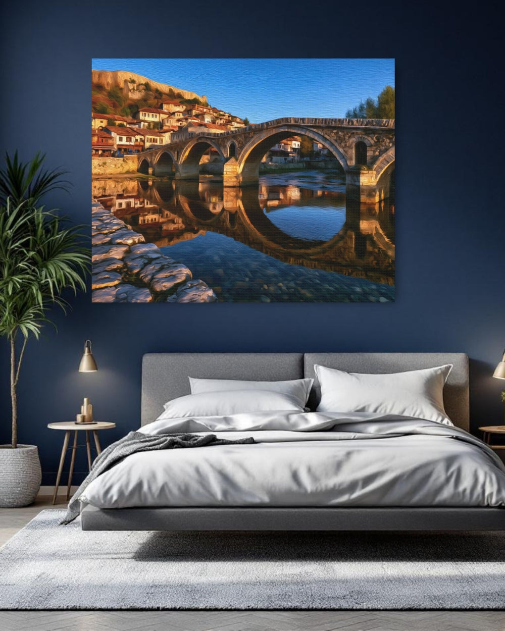 Prizren, Kosovo | Stone Bridge Over Bistrica | Original Series Gallery Canvas detail