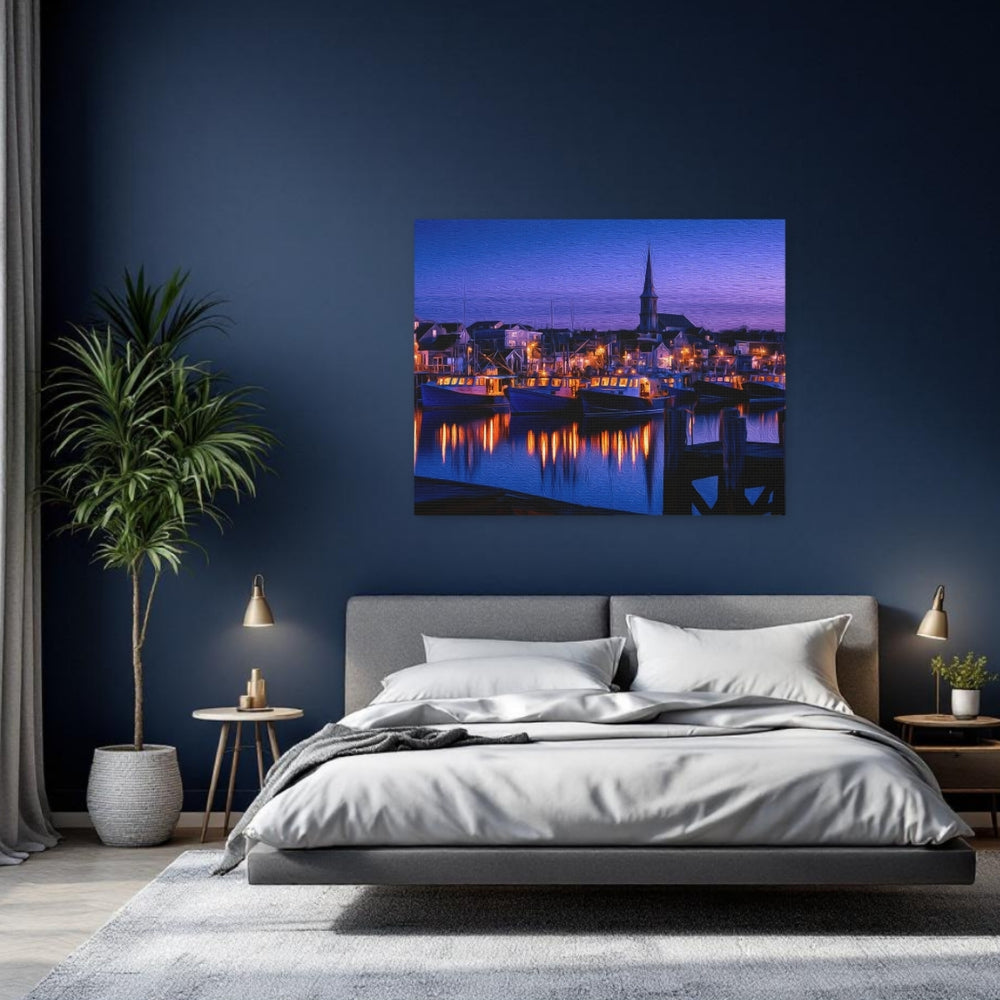 Provincetown, Massachusetts | Harbor at Blue Hour | Original Series Gallery Canvas detail