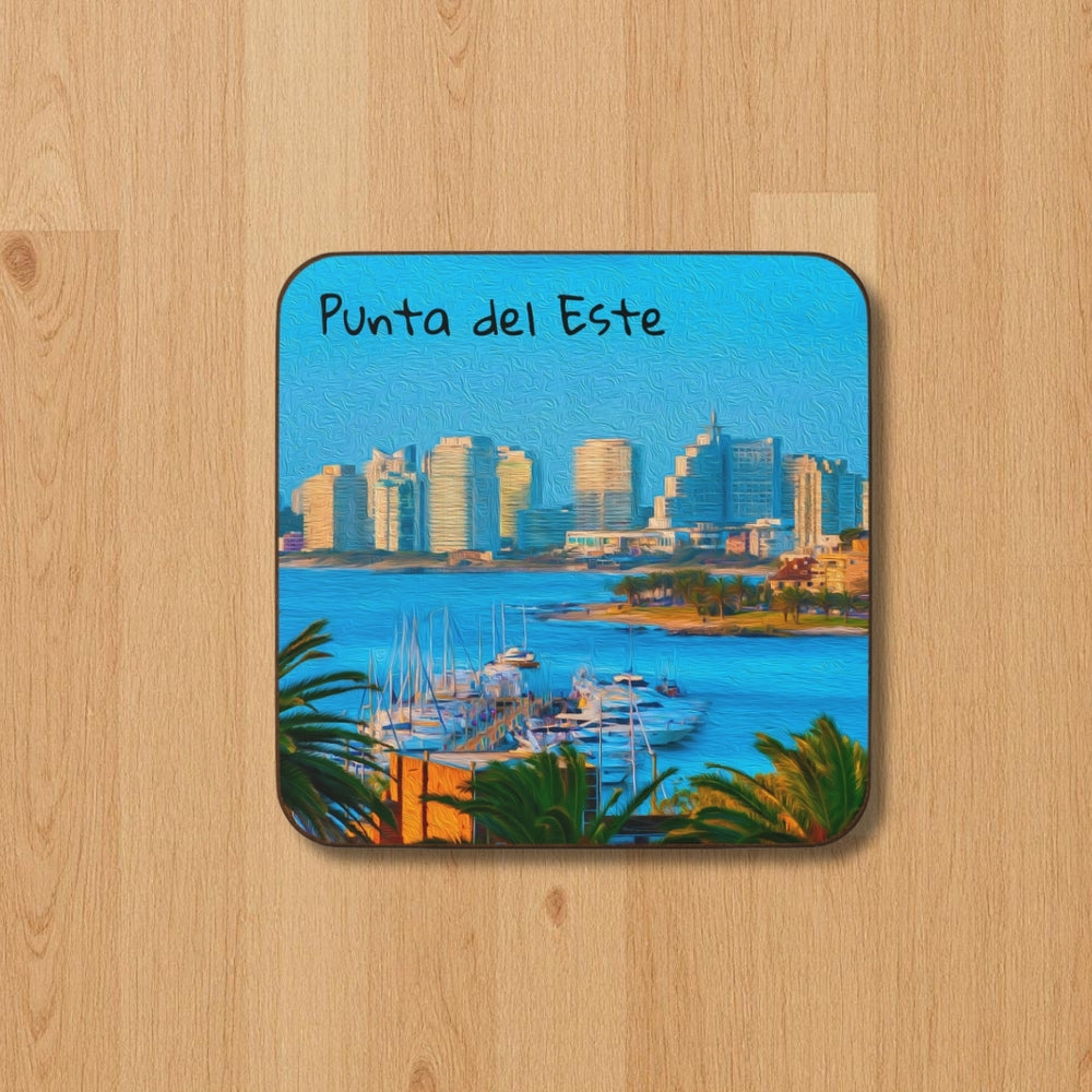 Punta del Este, Uruguay | Marina and City Skyline | Original Series Hardboard Coaster