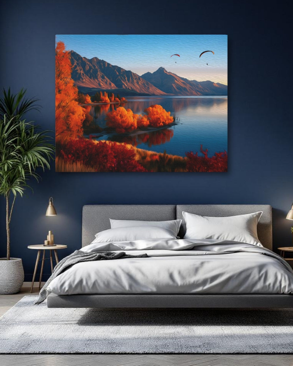 Queenstown, New Zealand | Autumn Lake Mountain Vista | Original Series Gallery Canvas detail