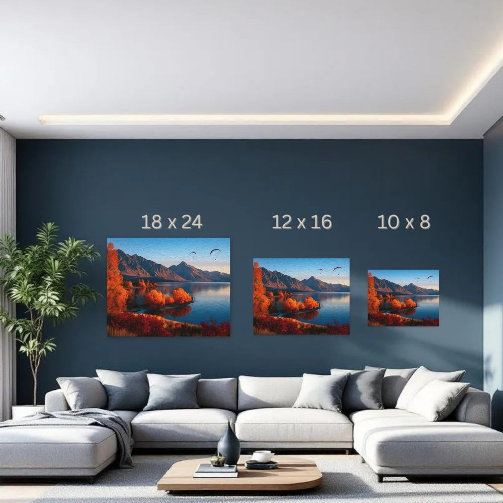 Queenstown, New Zealand | Autumn Lake Mountain Vista | Original Series Gallery Canvas detail