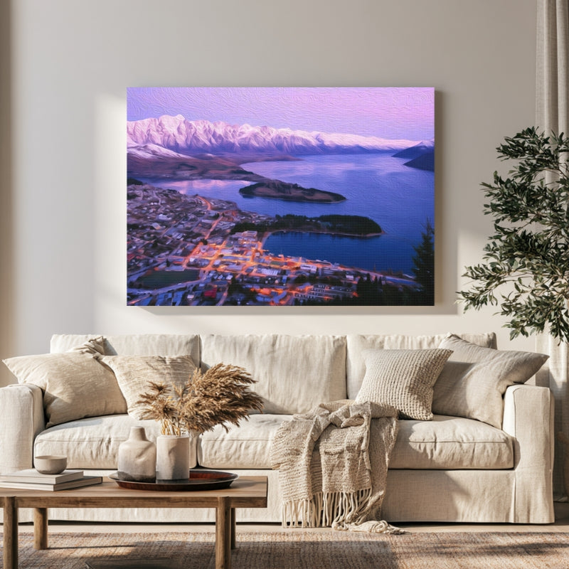 Queenstown Lake Wakatipu Twilight in a room — Queenstown, New Zealand