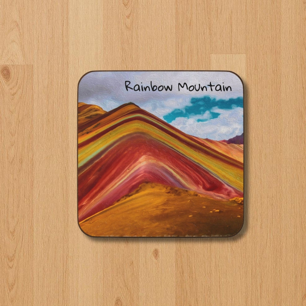 Rainbow Mountain, Peru | Vinicunca Rainbow Mountain Peaks | Original Series Hardboard Coaster