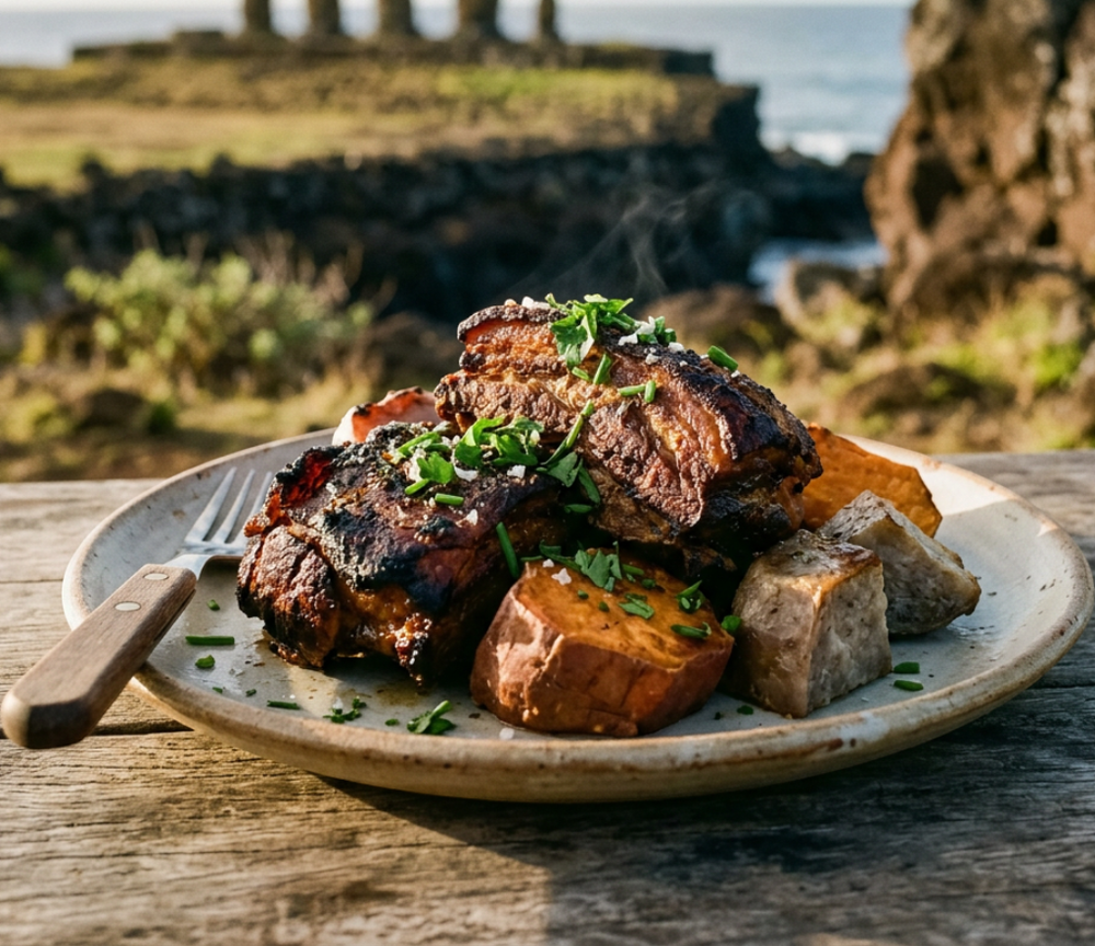 Local cuisine study in Rapa Nui Moai, Chile