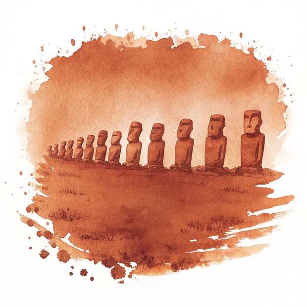Rapa Nui Moai watercolor