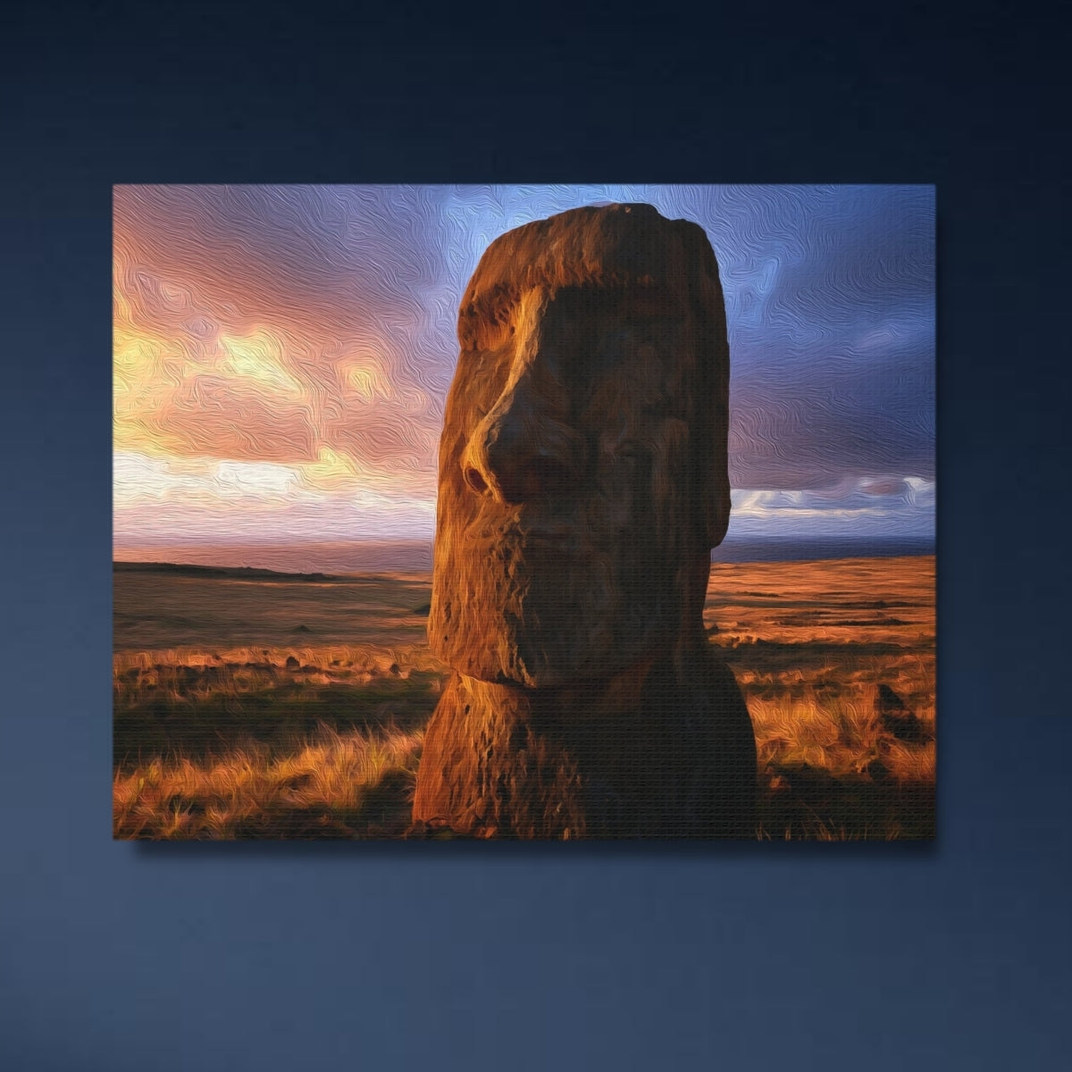 Ancient Moai Stone Sentinel — Rapa Nui Moai, Chile, close-up detail