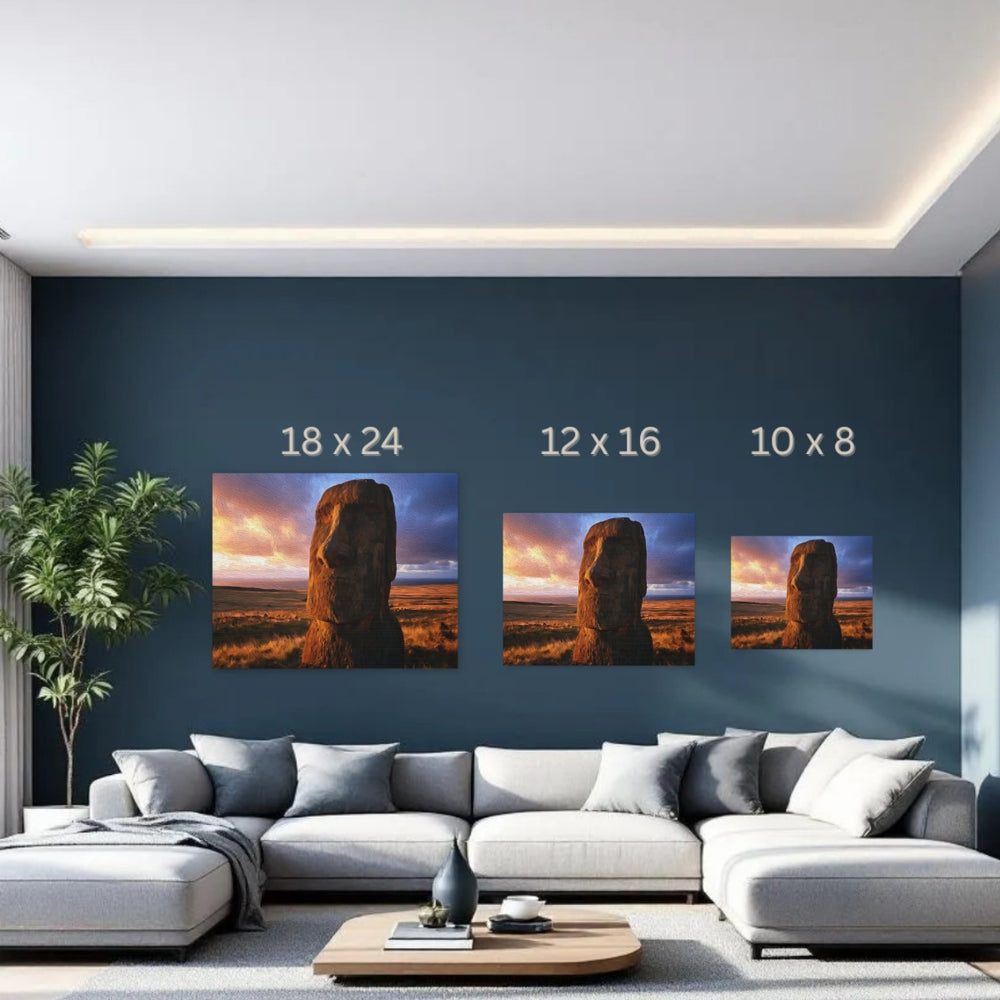 Rapa Nui Moai, Chile | Ancient Moai Stone Sentinel | Original Series Gallery Canvas detail