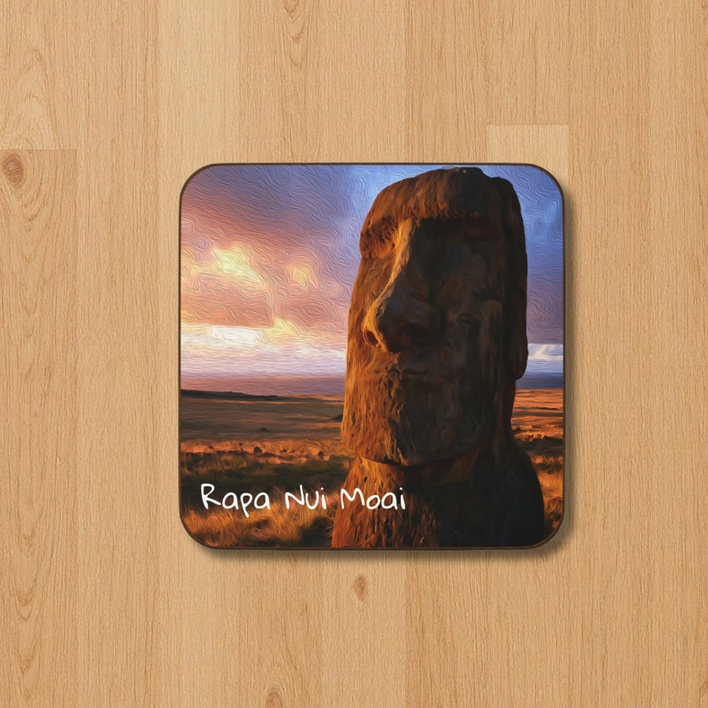 Rapa Nui Moai, Chile | Ancient Moai Stone Sentinel | Original Series Hardboard Coaster