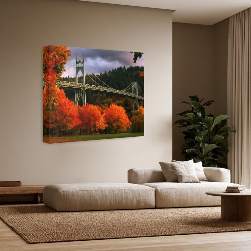 Portland, Oregon | St. Johns Bridge Autumn | Original Series Gallery Canvas