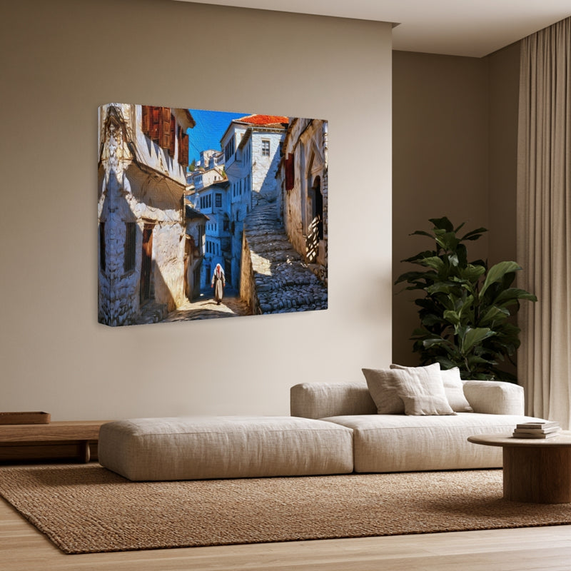 Berat, Albania | Berat Old Town Cobblestone Alley | Original Series Gallery Canvas
