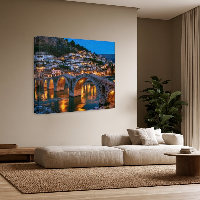 Gorica Bridge At Dusk — Berat, Albania, view 3